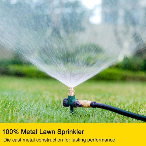FANHAO 2-Pack Metal Lawn Sprinkler - Automatic 360° Irrigation System for Large Yard Coverage