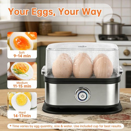 Aotto Electric Egg Cooker - 6-Egg Capacity for Soft, Medium & Hard-Boiled Eggs | Fast Boil & Auto Shut-Off
