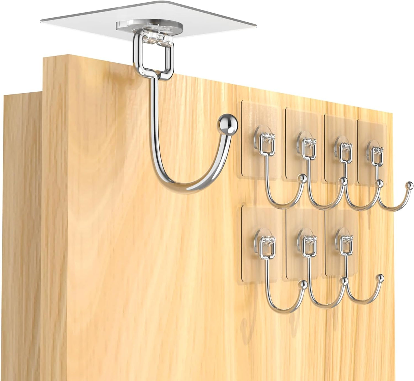 Latoxcaa Heavy-Duty Adhesive Hooks - 8-Pack Waterproof Transparent Utility Hooks for Home Improvement