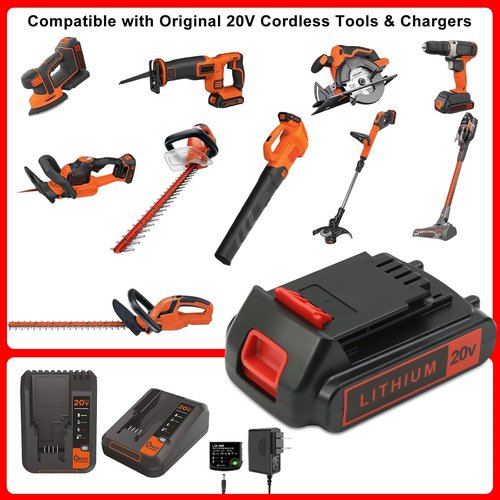 Black and Decker 4.0Ah Lithium Replacement Battery - Extended Runtime for 20V Max Tools | 2-Pack