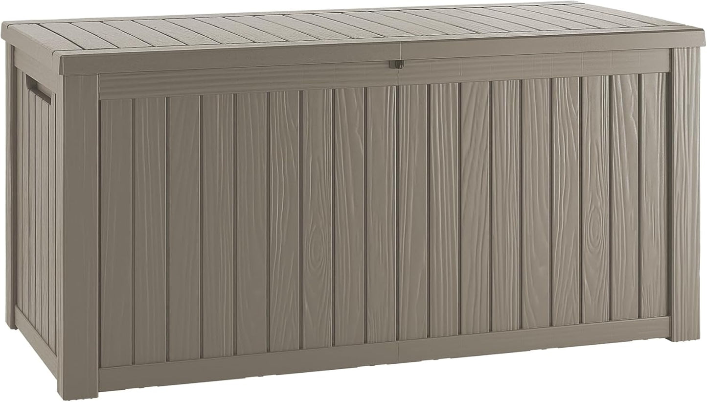 Regine Switzerland 150 Gallon Outdoor Storage Box - Waterproof Resin Deck Box with Lockable Lid for Tools & Garden Organization