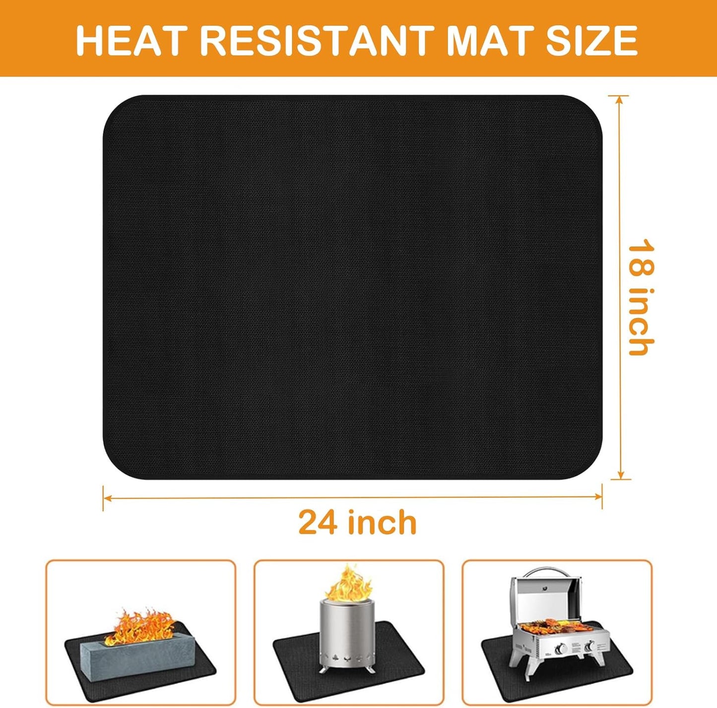 Skiennix Tabletop Grill Mat - Heat Resistant & Fireproof for Outdoor Use | 24 x 18 Inches