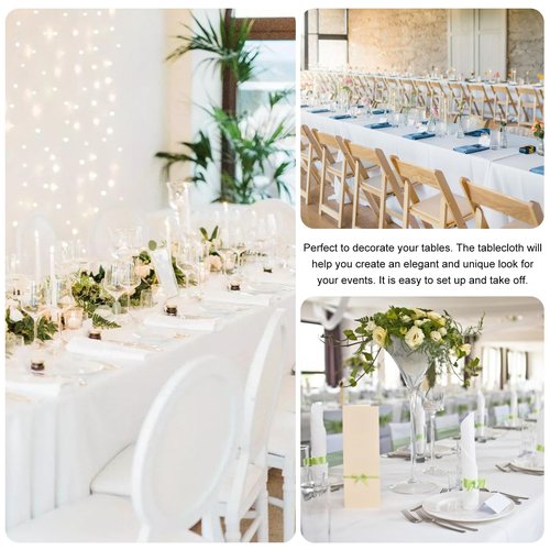 JALANCY 4 Pack Rectangle Tablecloth 60x102 Inch White Washable Polyester Table Cover for Wedding Dining Table Buffet Parties Banquet Decoration（White）