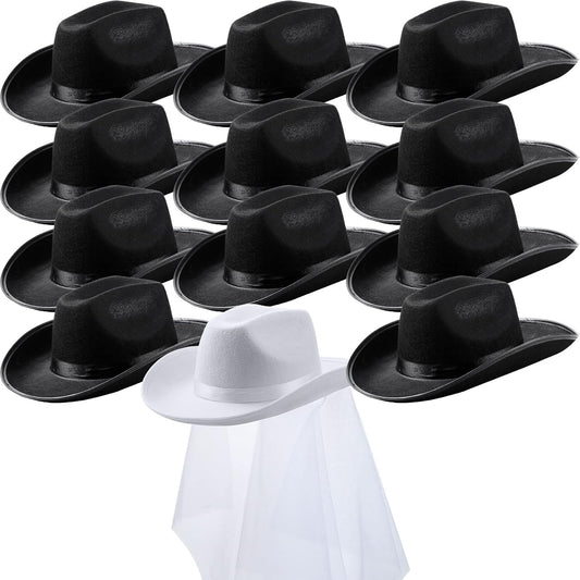 Unittype 12 Pcs Women Cowgirl Cowboy Hats Bachelorette Cowboy Hats for Bridal Shower Wedding Engagement Halloween Cosplay