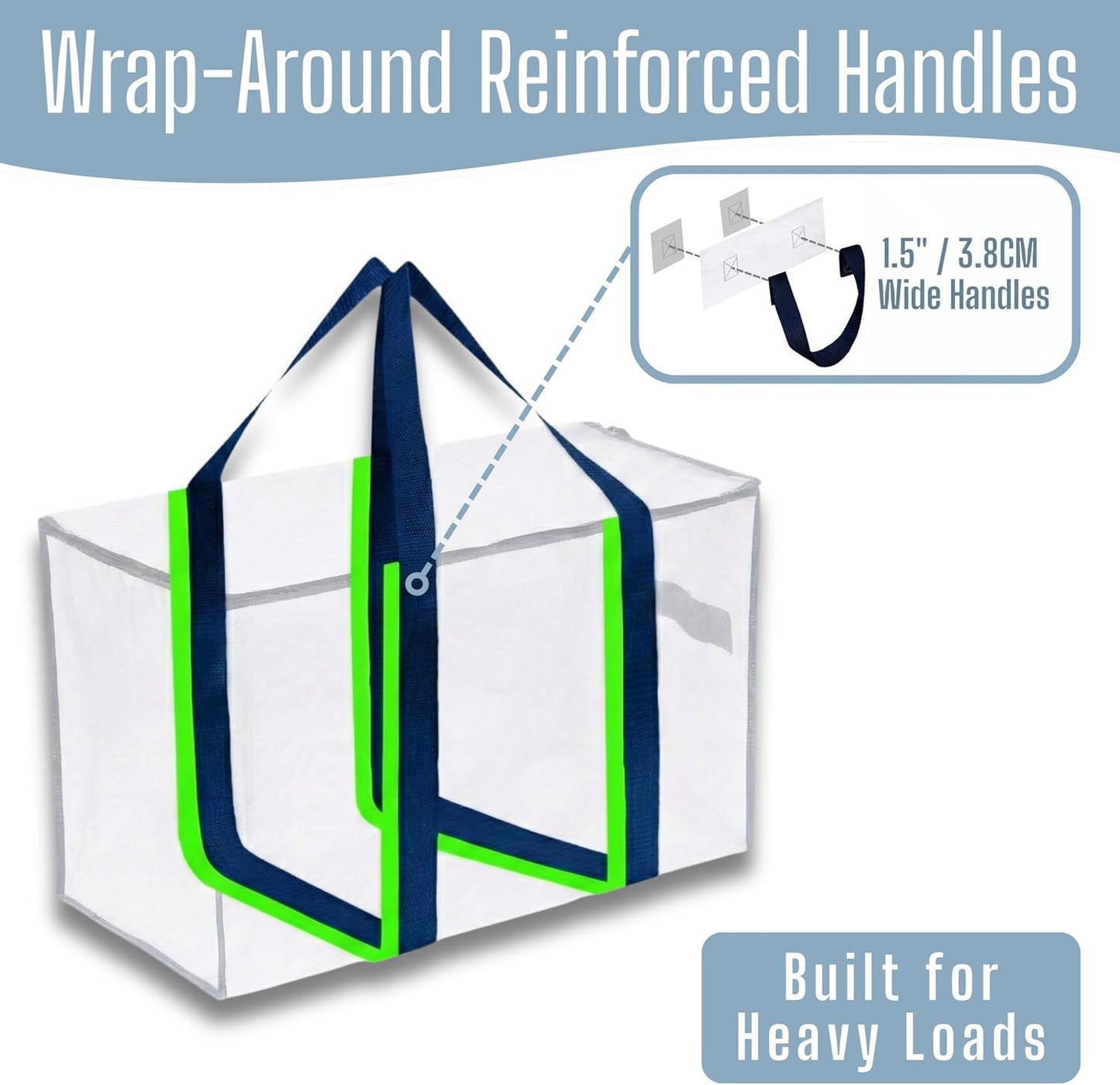 VENO Heavy Duty Moving Bags - Extra Large, Foldable Storage Solution with Reinforced Handles & Strong Zippers | Ideal for Clothes & Dorm Storage