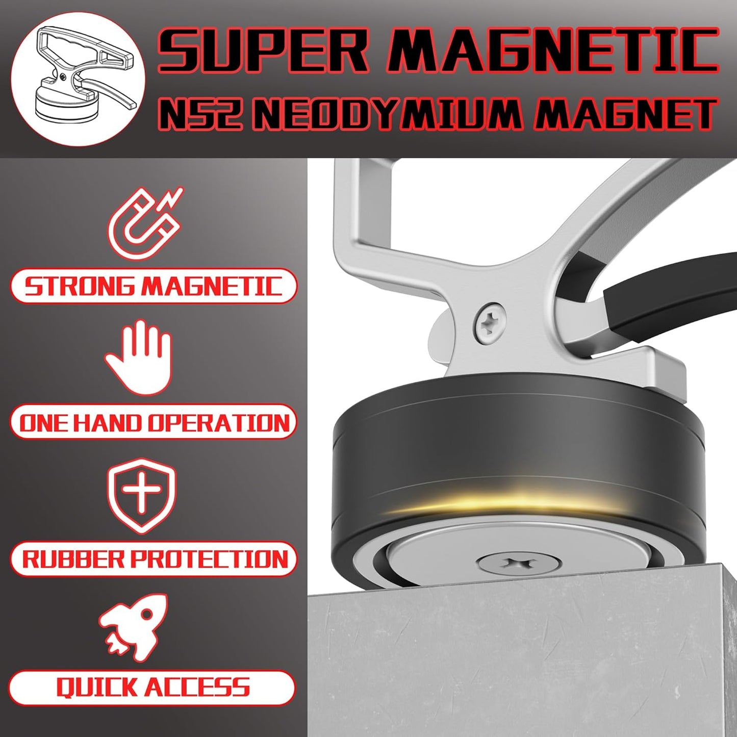 ULIBERMAGNET Heavy Duty Magnetic Pickup Tool - Quick Release Portable Collector with Ergonomic Handle