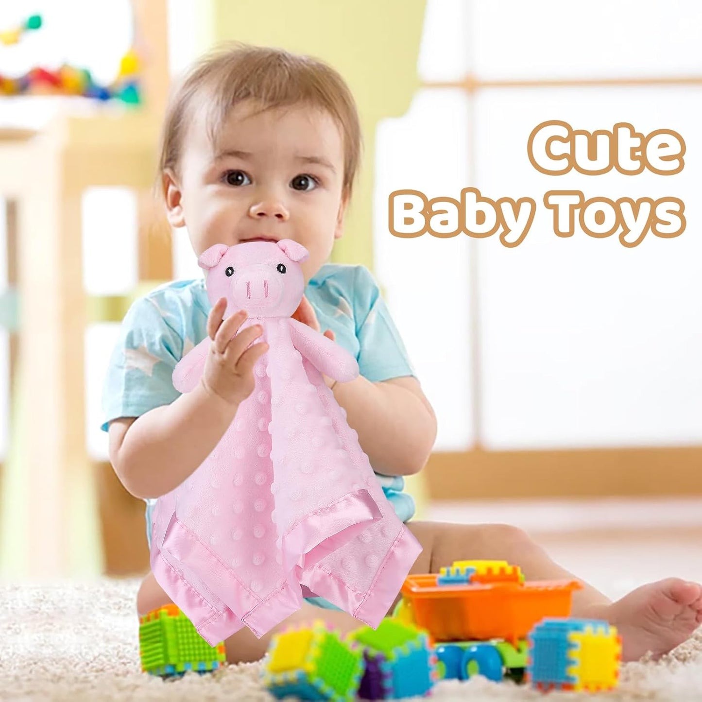 Pro Goleem Pig Lovey - Soft Security Blanket & Snuggle Toy for Babies | 16-Inch Stuffed Animal Gift