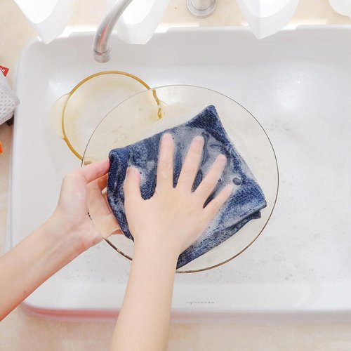 Homaxy 100% Cotton Waffle Weave Dish Cloths - Ultra Soft & Absorbent | Quick Drying, Navy Blue, 12 x 12 Inches, 6-Pack