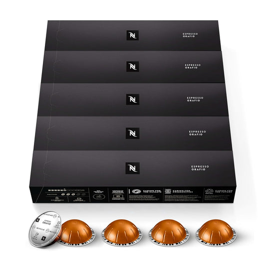 Nespresso Vertuo Orafio Espresso Coffee Capsules - Medium Roast, 50 Count Pack