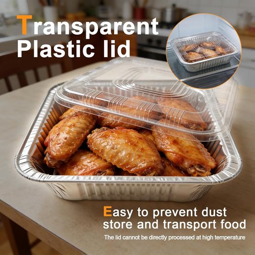Heavy-Duty 8x8 Aluminum Pans with Lids by [Brand Name] - 35-Pack Disposable Square Baking Trays for Meal Prep & Food Storage