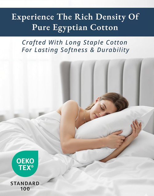 100% Egyptian Cotton Sheets King Size - Ultra-Soft, Naturally Cooling 4-Piece Set | Luxury White Silky Sateen with Deep Pockets