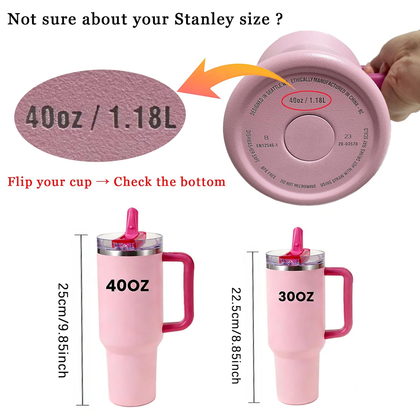 ANTAND 40oz Flip Straw Leak Proof Lid for Stanley H2.0 Quencher Protour Tumbler, 2 Pack Spill Proof Lid Replacement Straw Cover Top for 40 OZ Stanley Cup Accessories (White, Black)