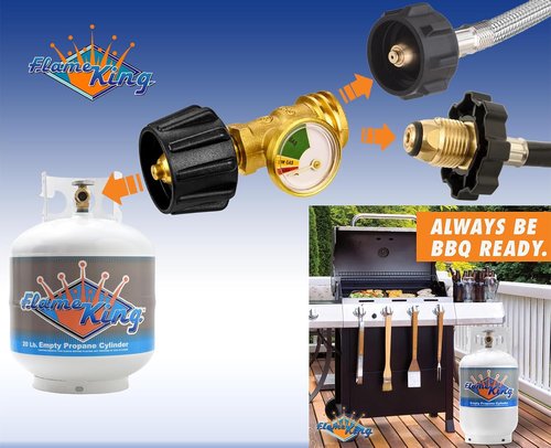 Flame King Propane Tank Gauge - Color-Coded & Glow in The Dark Level Indicator for BBQ, RV, Heater