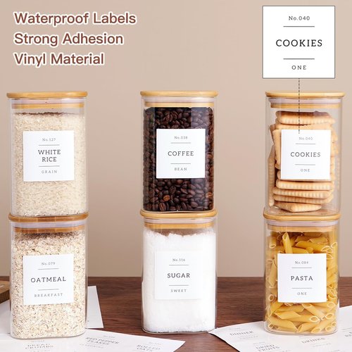 CZZGSM 35oz Glass Kitchen Storage Jars - Airtight Bamboo Lids & 132 Pantry Labels | Ideal for Coffee, Cookies, Tea, Spices