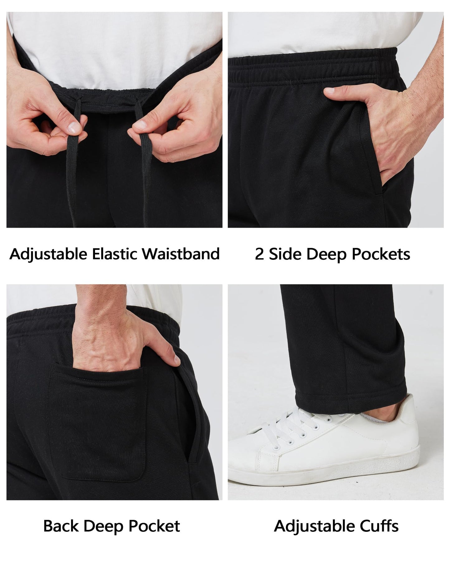 Zylioo Men's Extra Long Sweatpants 36 Inseam Athletic Pants with Pockets Black Extra Long Sweatpants for Men