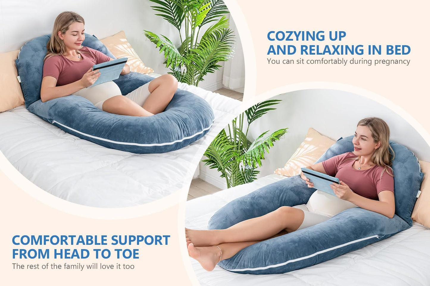 INSEN Pregnancy Pillows, Detachable Body Pillow for Sleeping, Nurse & Relax, Multi-Use Pregnancy Pillows for Pregnant Women, Grey