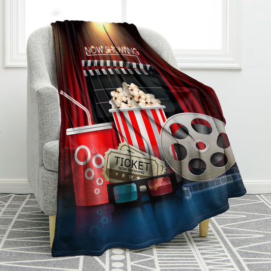 Jekeno Movie Clapboard Gifts Throw Blanket, Theater Home Film Cinema Decor Popcorn Gifts for Women Men Movie Lover Adult Boy Girl Director, Christmas Birthday Valentines Day Acting Gift