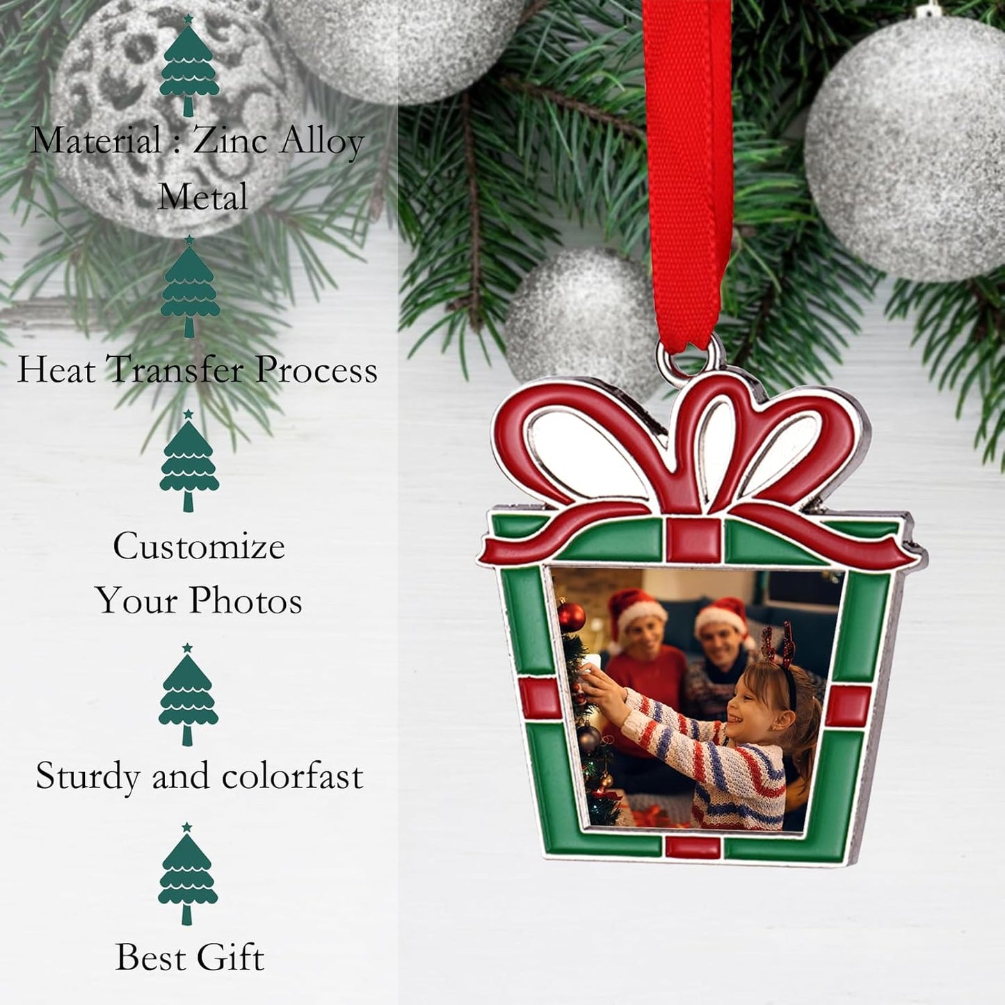 Personalized Christmas Ornaments 2025 | Custom Metal Tree Decor with Photo & Text - Perfect Gift Box