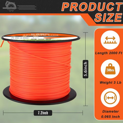 065 Trimmer Line - Round Weed Eater String .065 Inch | 2000 Ft | Commercial Quality for Most Trimmers