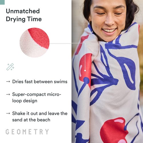 GEOMETRY Micro-Loop Beach Towel – Spring & Summer Collection – Quick-Dry, Sand-Resistant, Ultra-Absorbent Compact Towel for Beach & Travel (Cherry Slush)