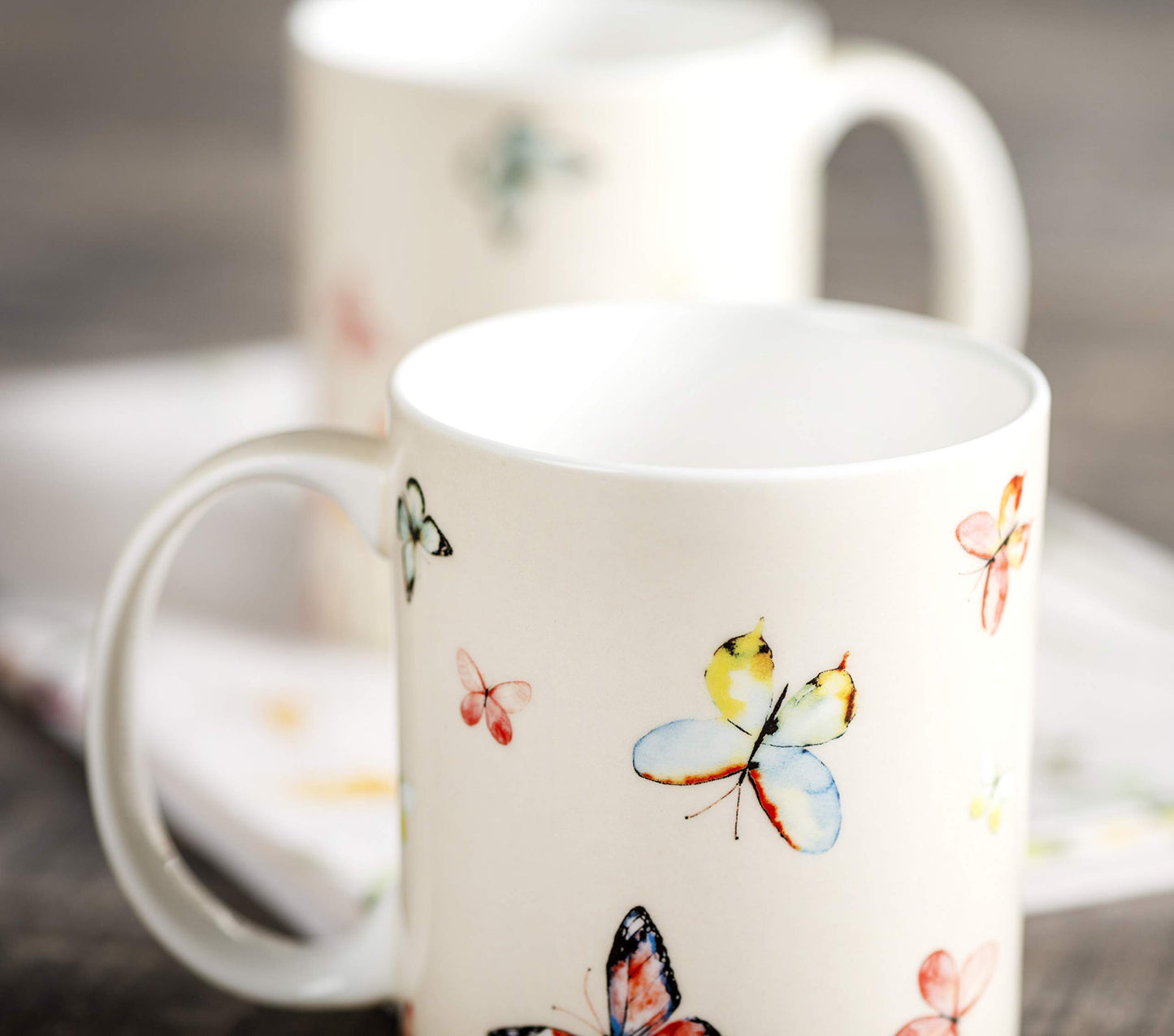 Maison d' Hermine Coffee Mug with Handle Fine Bone China Mugs Pack of Two Tea Cups for Hot Beverages Cappuccino Home Restaurant Office Gifts for Mothers day (Botanical Fresh - Pack of 2, 12 Ounce)