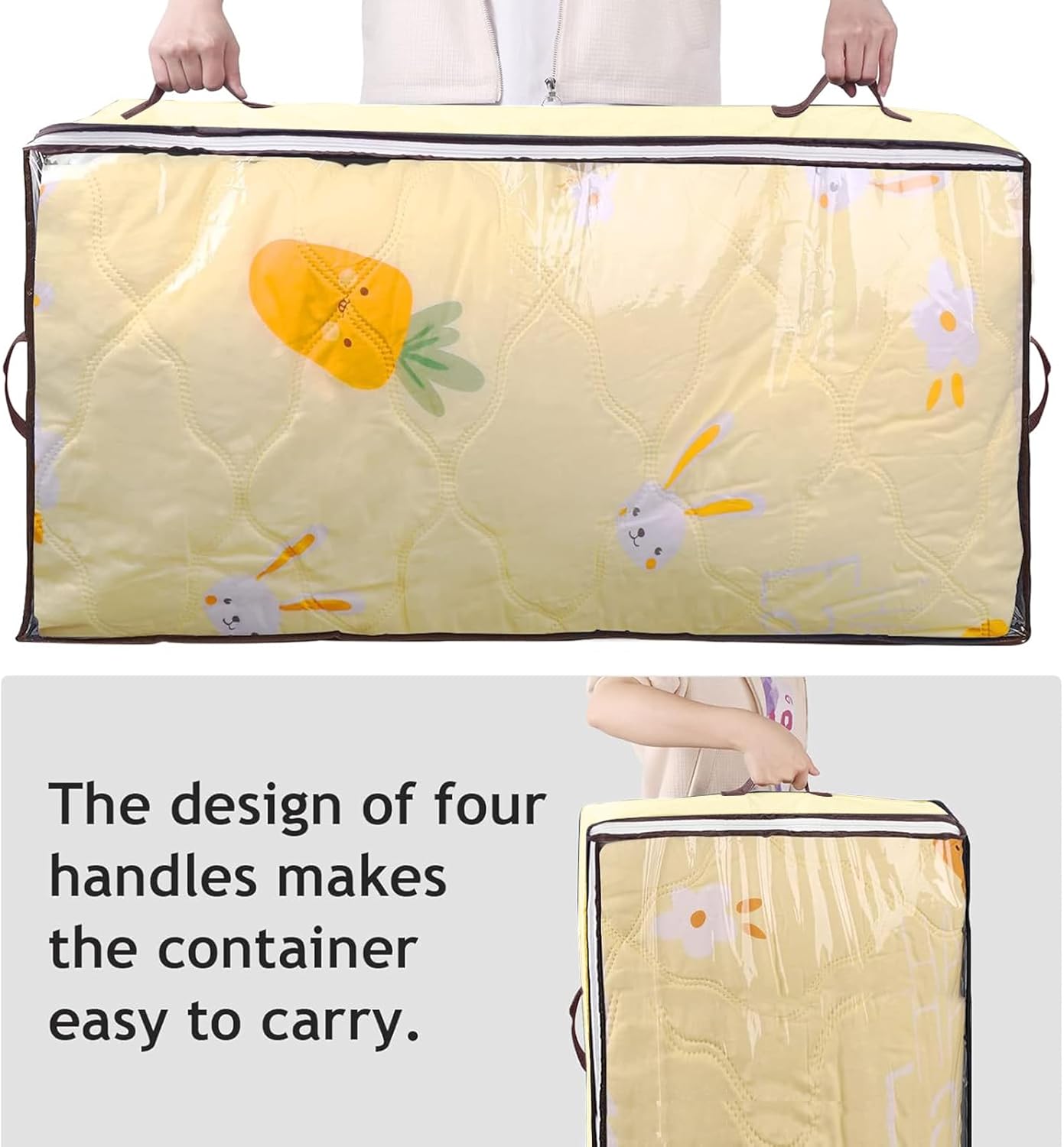 90L Under Bed Storage Containers by [Brand Name] - Clear Window Organizers for Bedding & Toys | 2 Pack Beige