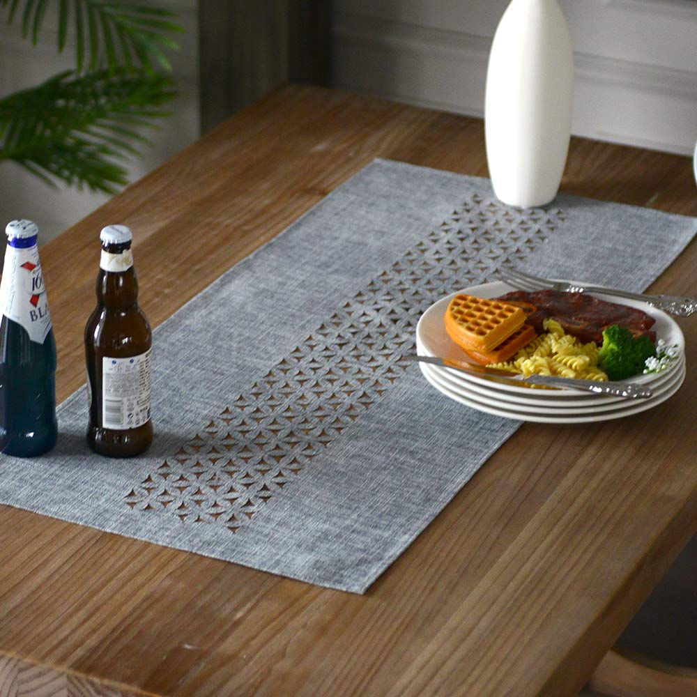 ARTABLE Rectangle Table Runners Fabric Home Garden Table Runner with Well-Trimmed Edge for Picnics Indoor and Outdoor Dining Holiday Long Tables (Gray, 16 x 36 Inch)