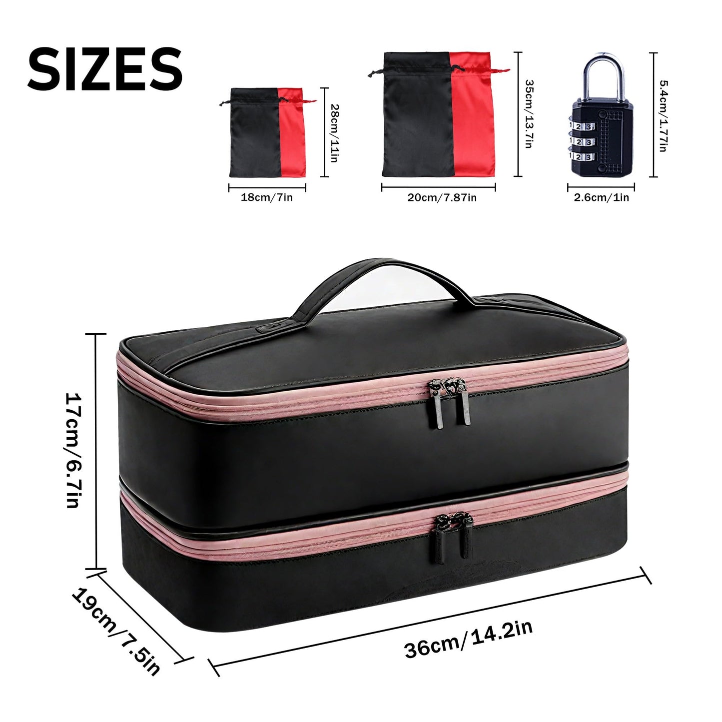 Turesmith Sex Toy Storage Bag with 2 Password Locks 4 Sex Toy Bags (Black) - Foldabl Lockable Adult Toy Organizer for Discreet Storage Privacy Protection