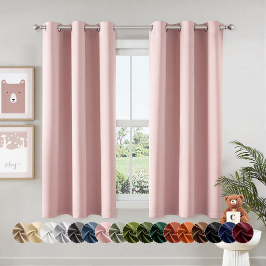 MIULEE Baby Pink Blackout Curtains - Thermal Insulated Room Darkening Drapes | 40 x 45 Inches, 2 Panels