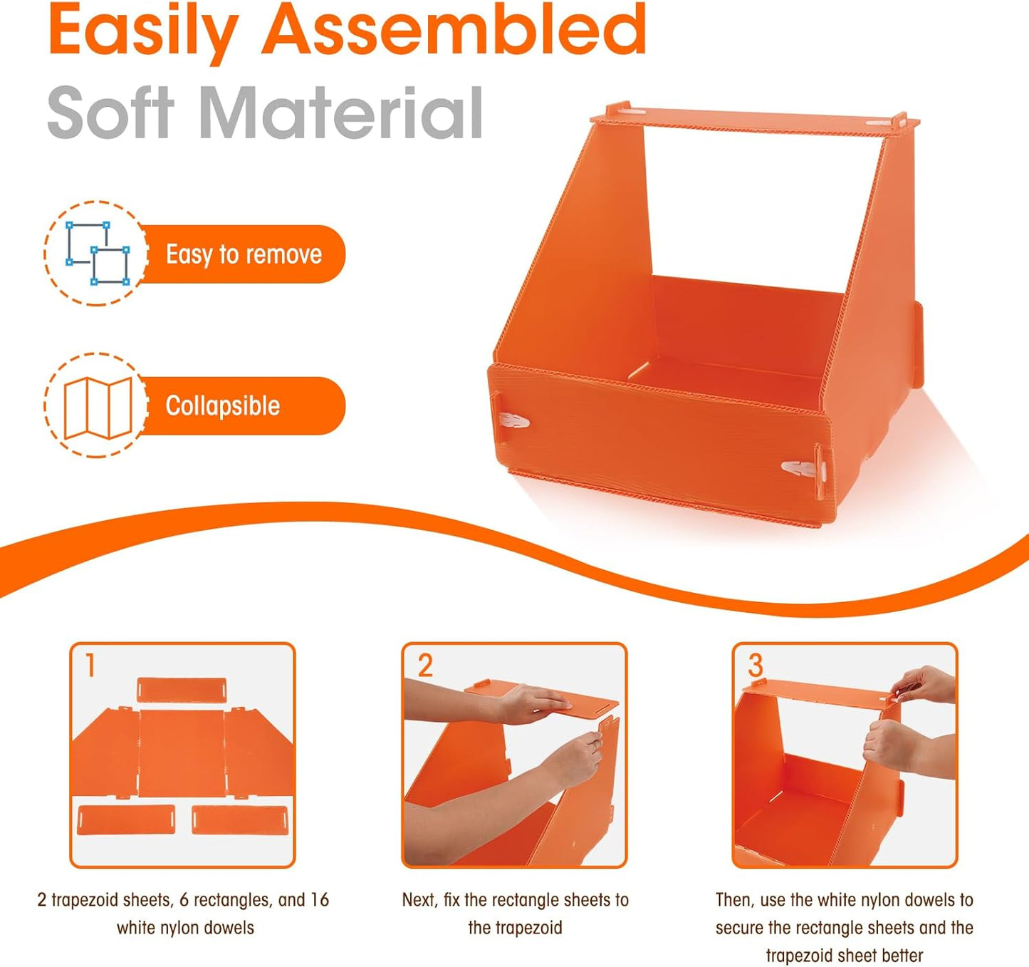 Touri Chicken Nesting Boxes - Durable 3 Pack for Hens, Ducks & Poultry | Orange Color