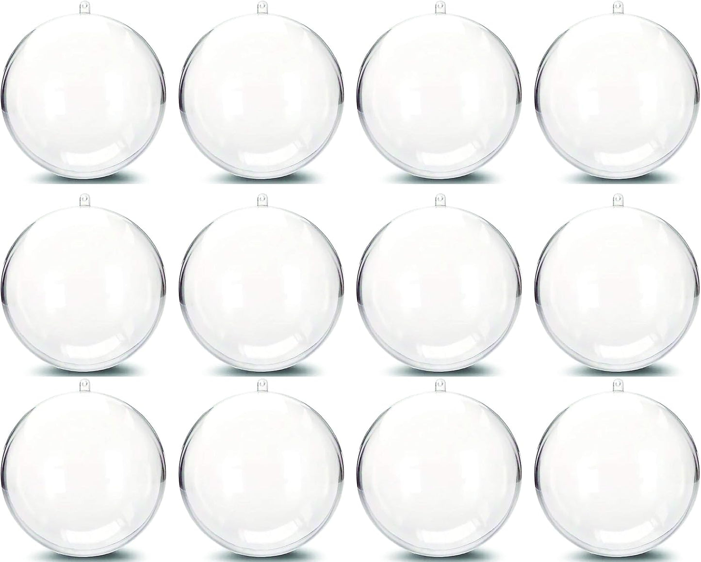 Clear Plastic Ball Ornaments - 80mm, Pack of 12 for Holiday Decor