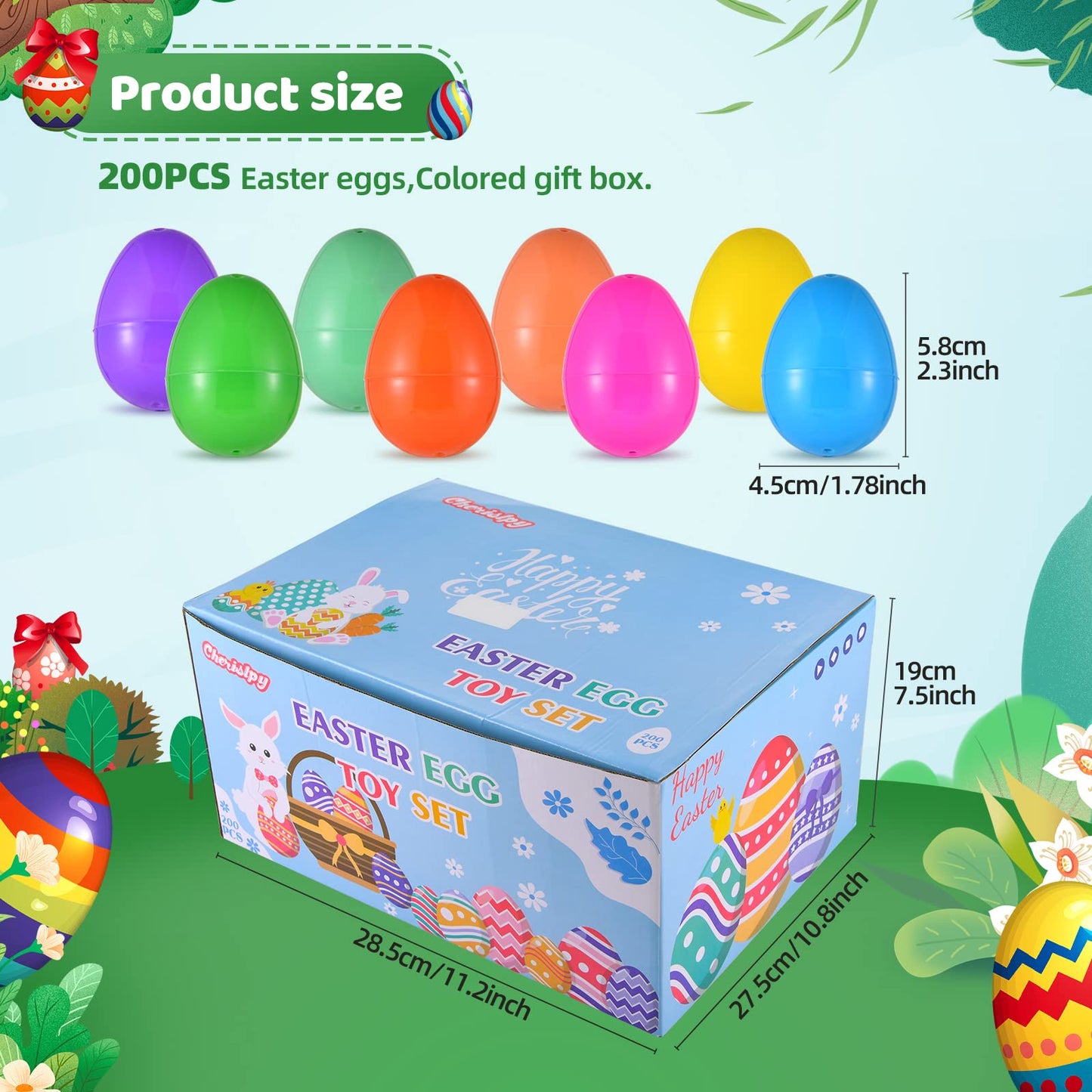 Cherislpy 200 Pack Prefilled Easter Eggs with Mini Novelty Squishy Fidget Toys Inside Assorted Toys Great for Kids Girls Boys Easter Party Favors Basket Stuffers Eggs Fillers