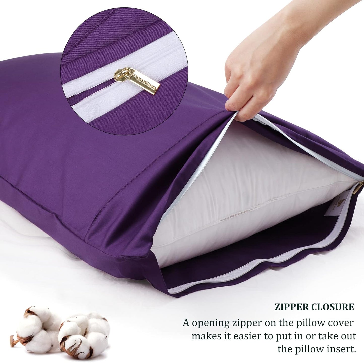 PiccoCasa Grape Pillow Cases - Super Soft 100% Cotton Bed Pillow Covers | Standard Size Set of 2 (20"x26")