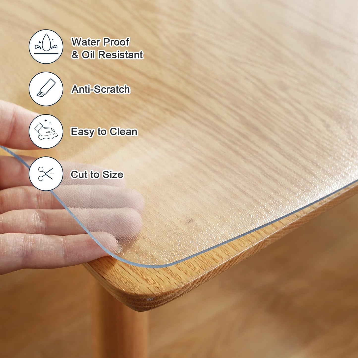 LovePads Frosted Table Cover Protector 42 x 80 Inch, 1.5mm Thick Plastic Table Cover, Table Protector for Dining Room Table, Waterproof Vinyl Tablecloth Table Pad Mat for Kitchen, Writing Desk