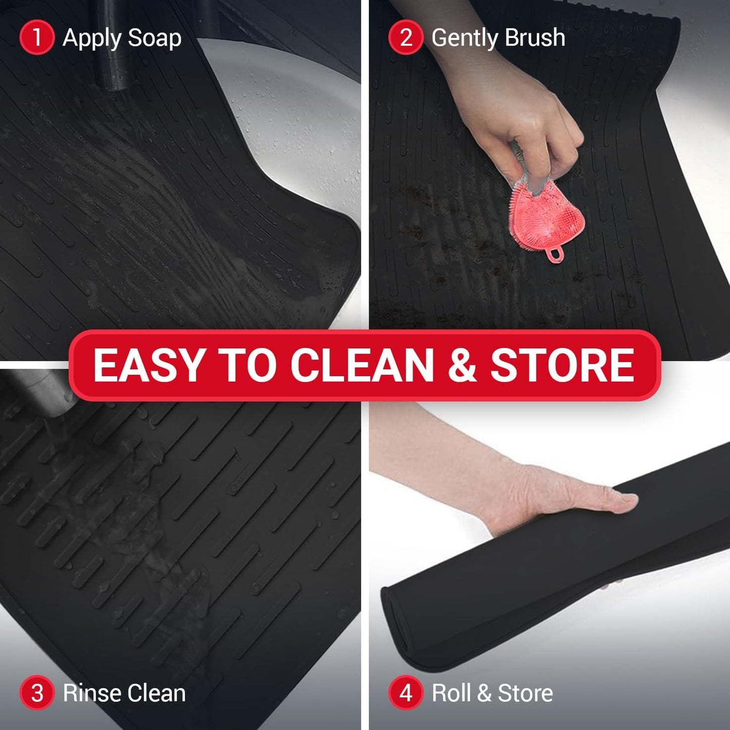 Skiennix Thick Stove Top Cover - Heat-Resistant Silicone Mat for Electric Stoves | 28 x 20 Inch - Black
