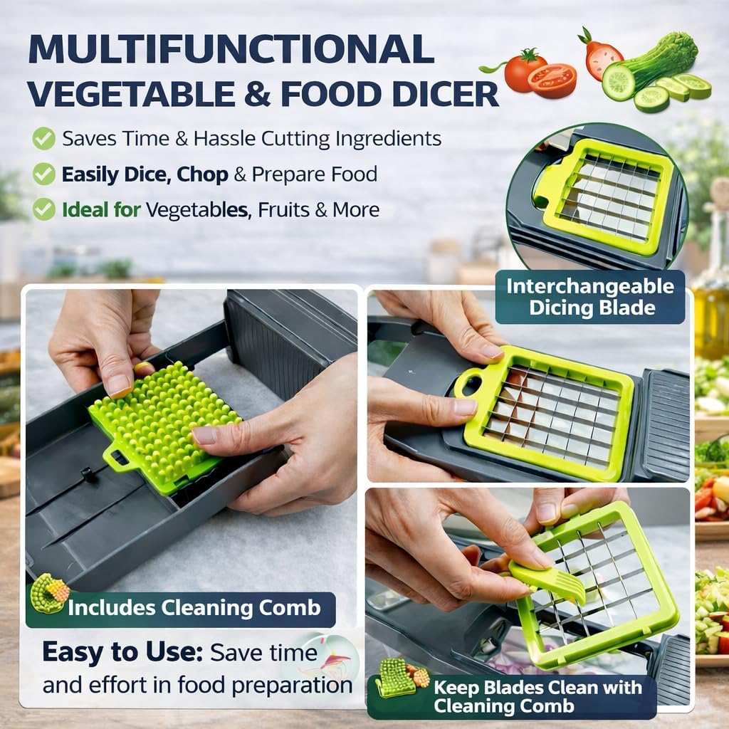 Skiennix 16-in-1 Vegetable Chopper - Versatile Mandoline Slicer with Container for Easy Food Prep