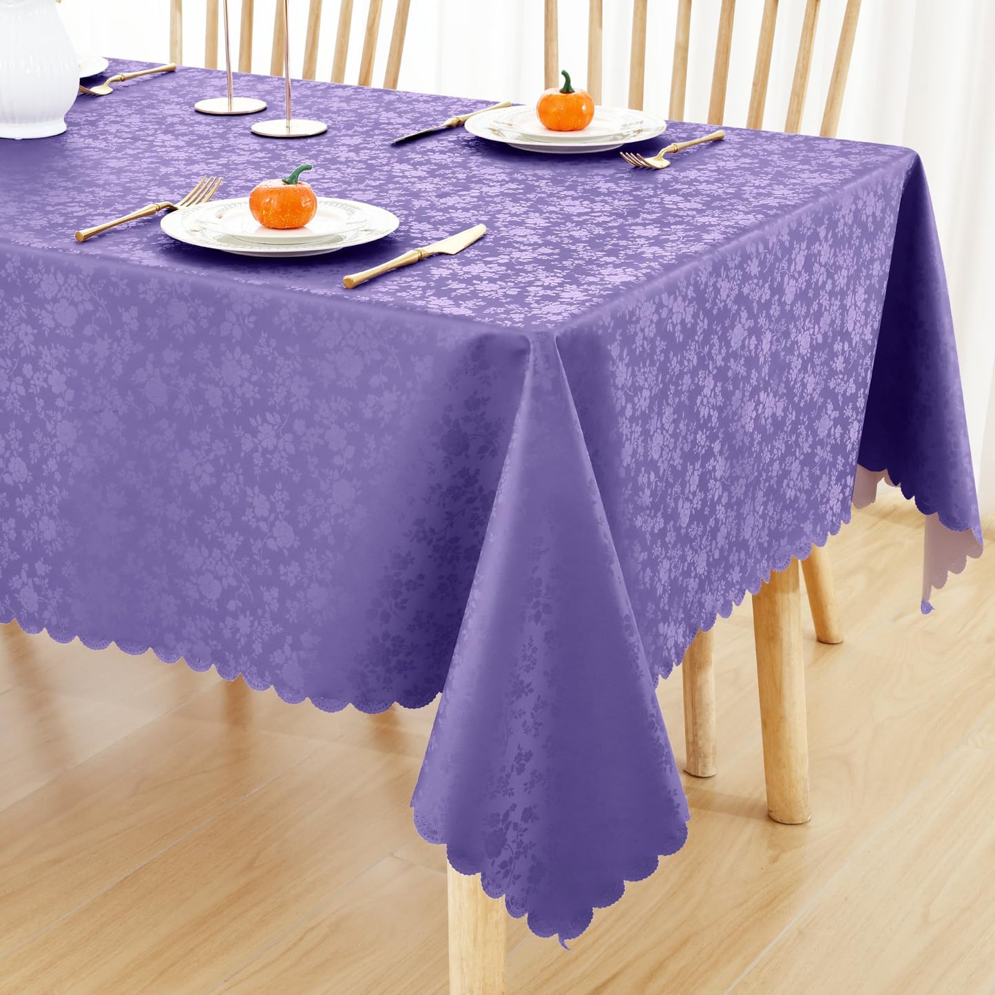 Smiry Square Table Cloth, Waterproof Heavy Duty Vinyl Tablecloths, Wipeable Washable Table Cover for Kitchen and Dining Room (Purple, 54" X 54")
