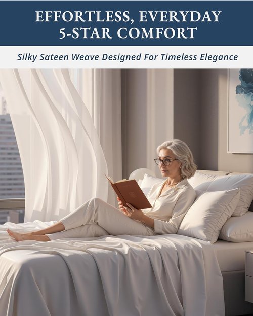 100% Egyptian Cotton Sheets King Size - Ultra-Soft, Naturally Cooling 4-Piece Set | Luxury White Silky Sateen with Deep Pockets