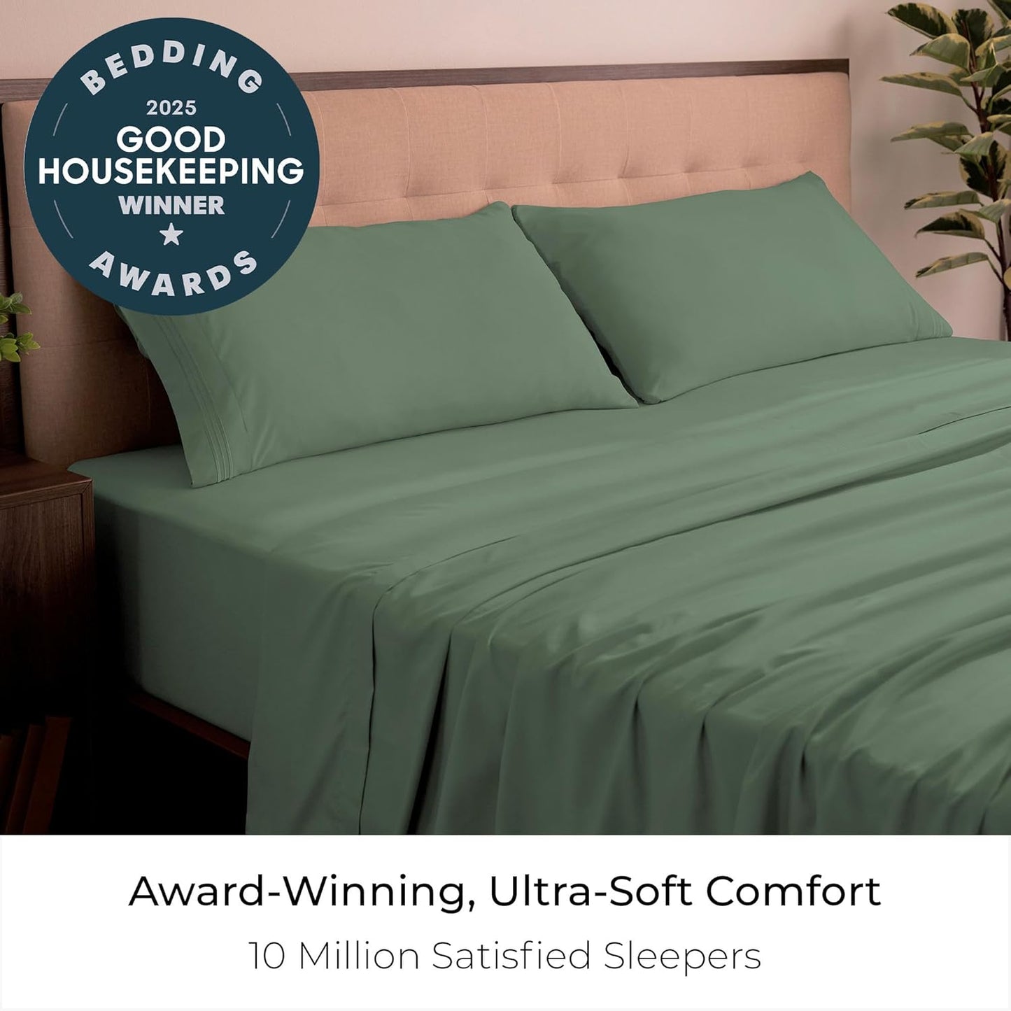 Mellanni King Sheets Set - 4 PC Hotel Luxury Bedding | Extra Soft, Cooling, Wrinkle-Resistant (Sage)