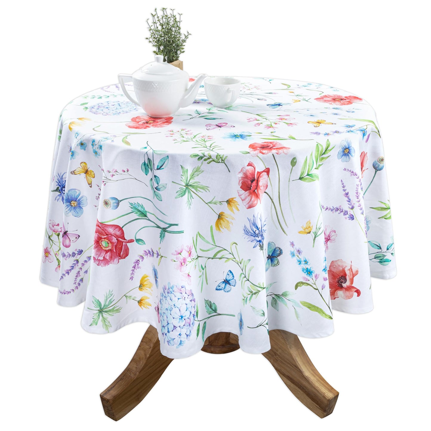 Maison d' Hermine Table Cloth Round Table 100% Cotton 69 Round Inches Tablecloth Reusable Decorative for Dining Kitchen Room Farmhouse Home Gifts for Mothers Day Spring Summer - Just Floral