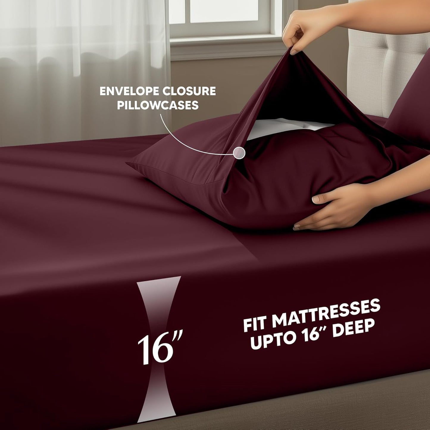 Utopia Bedding King Size Sheet Set - Soft & Breathable 4-Piece Microfiber Bed Sheets | Oeko-Tex Certified (Burgundy)