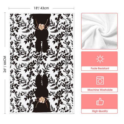 Artoid Mode Black Bunny Eggs Flower Easter Kitchen Towels Dish Towels, 18x26 Inch Spring Farmhouse Leaves Decoration Hand Towels Set of 2