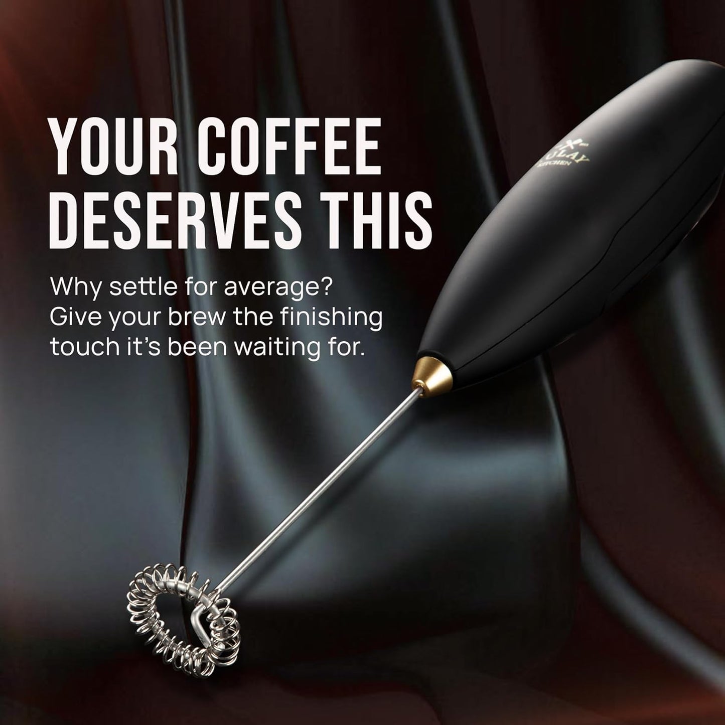 Zulay Kitchen Luxury Milk Frother - Handheld Electric Foam Maker with 4 Duracell Batteries | Perfect for Coffee, Lattes & Hot Chocolate