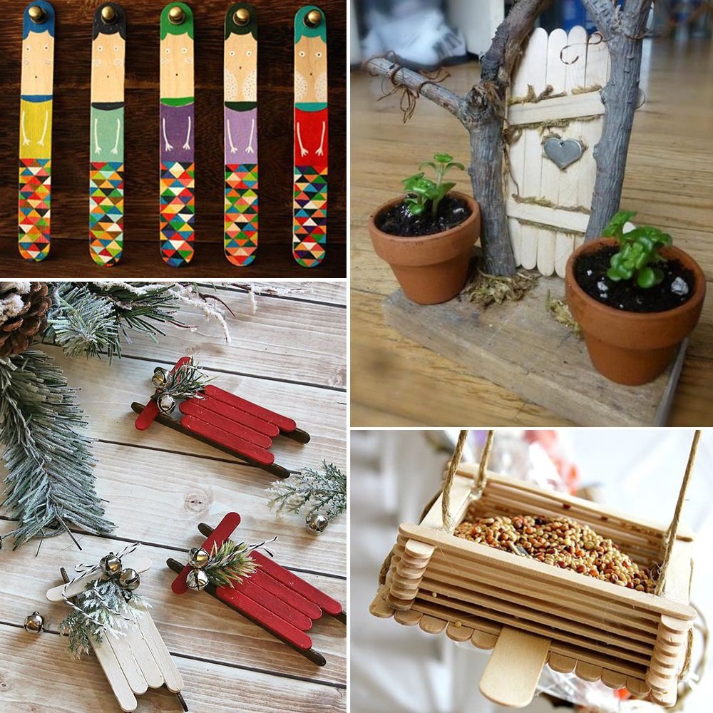 KTOJOY 100 Pcs Craft Sticks Ice Cream Natural Wood Popsicle Craft Sticks 4.5 inch Length Treat Ice Pop Sticks for DIY Crafts