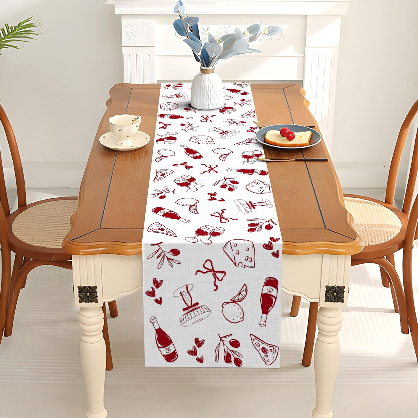 Pudodo That's Amore Table Runner Valentines Day Italian Themed Bachelorette Party Wedding Bridal Shower Kitchen Dining Room Home Decor (13" x 72")