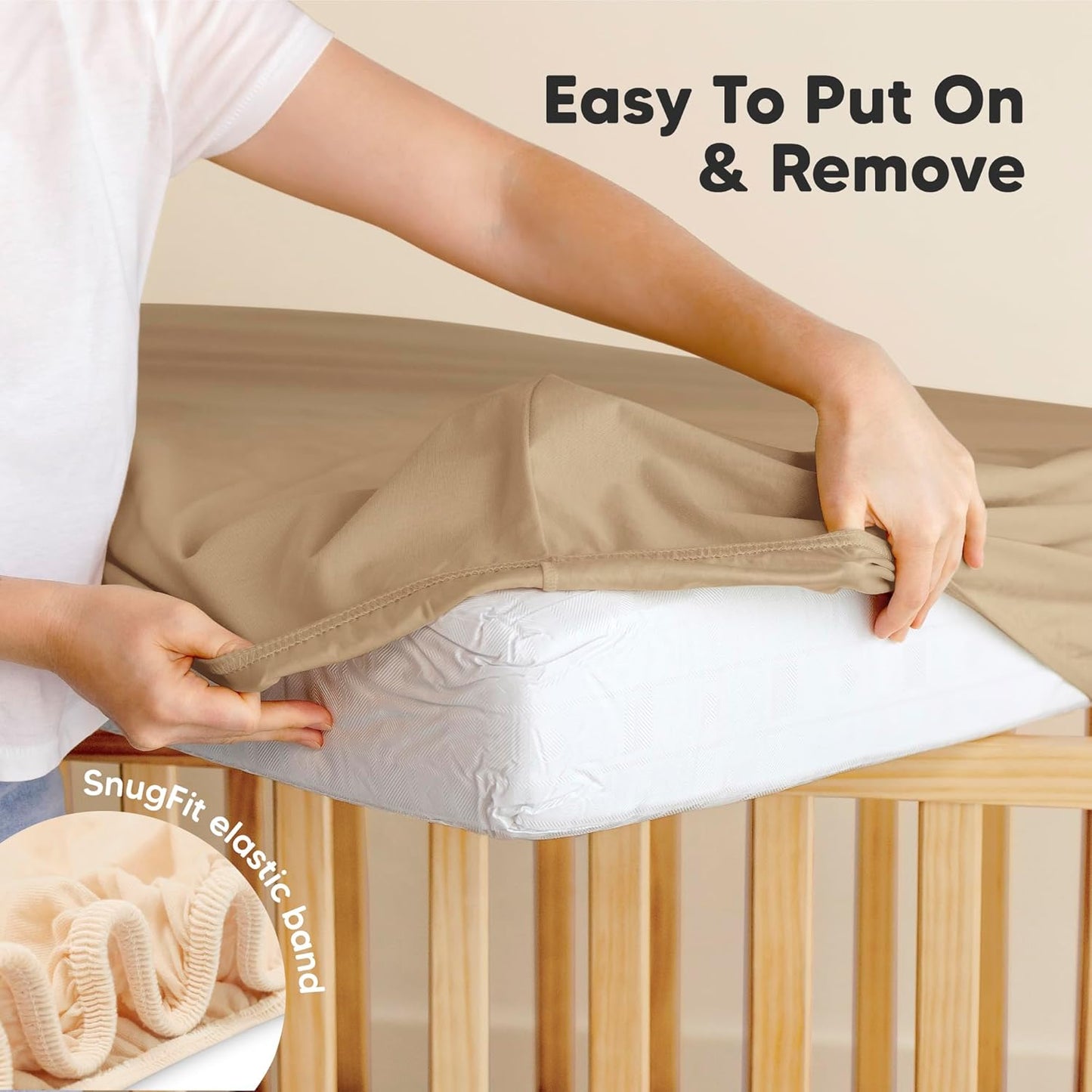 KeaBabies Organic Crib Sheets - 2-Pack Fitted Jersey Cotton Covers for Baby Beds | Soft & Breathable (Pecan)