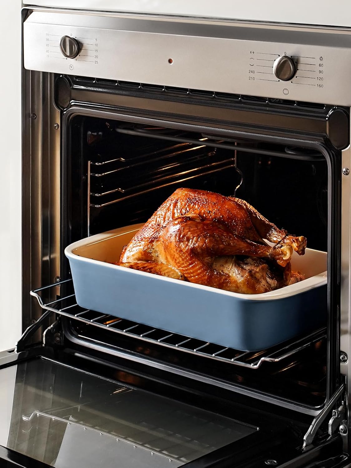 LE TAUCI Ceramic Baking Dish Set - Deep Casserole Dishes with Roasting Racks | Dusty Blue, 3-Piece Set (4.6QT/3.0QT/1.6QT)