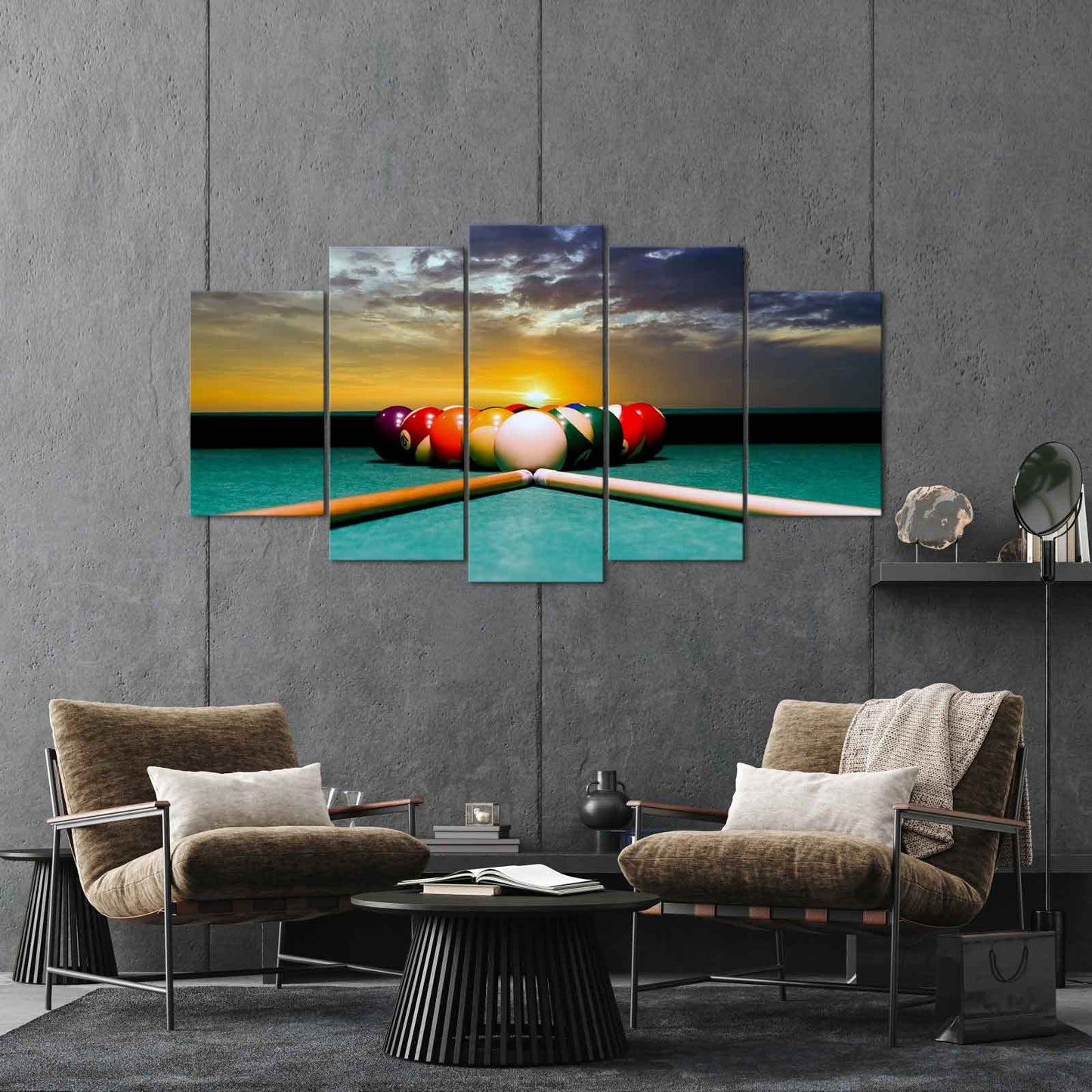 iLOOKLiKE Game Canvas Wall Art Pool Table Room Decor Billiard Balls Pictures Wall Decor Leisure Sport Painting Prints for Modern Game Room Club Bar Decoration12x20inchx2+12x28inchx2+12x32inchx1