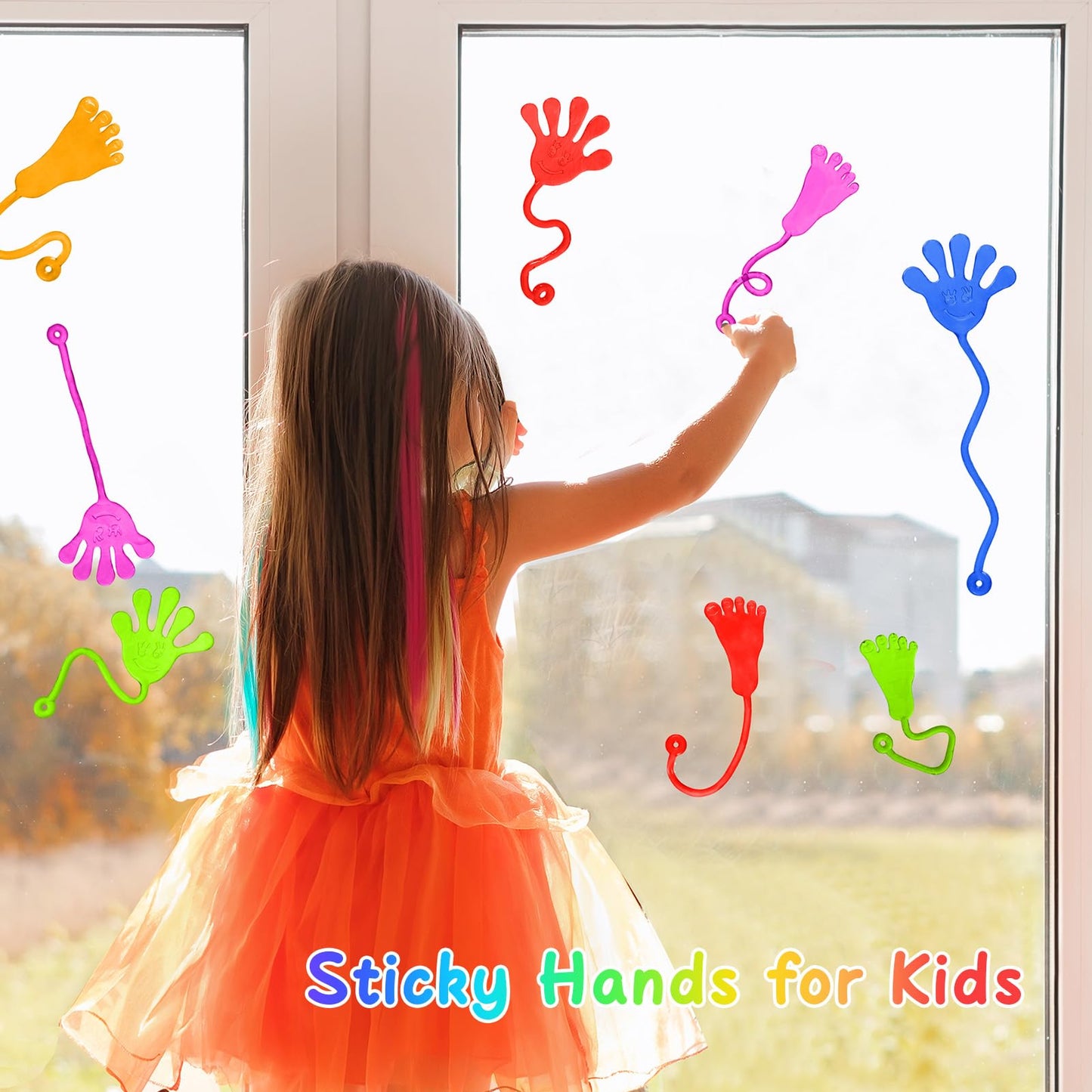Sticky Hands Bulk 120 PCS Party Favors for Kids 4-8,8-12 Year Stretchy Sticky Hand Feet Goodie Bags Stuffers for Kids Treasure Box Toys for Classroom Small Mini Prizes Trinkets Pinata Stuff