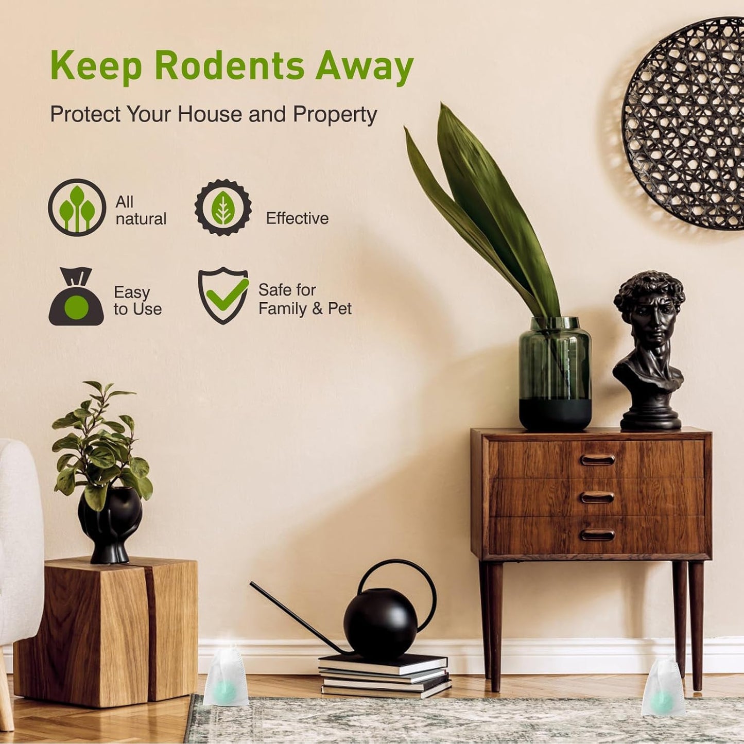 Skiennix Rodent Repellent Pouches - 24 Pack Peppermint Oil for Mice & Rats | Indoor & Outdoor Use